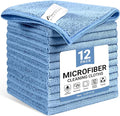 SIFANGKE Microfiber Cleaning Cloth, 12 Pack Blue Cleaning Rags for Housekeeping, Reusable Microfiber Towels for Car, Kitchen, Bathroom and Household Cleaning Supplies, 11.8"X11.8"