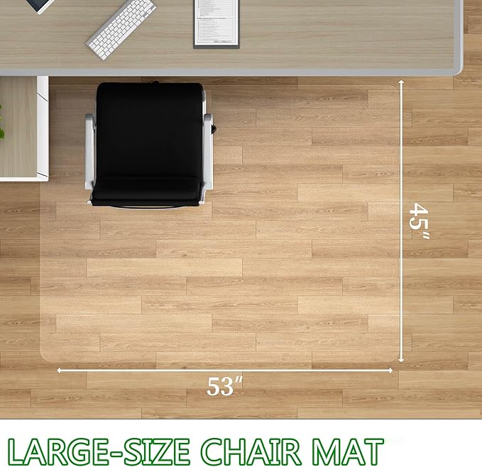 100pointONE Large Office Chair Mat for Hardwood Floor - 45" x 53" Clear Floor Protector Mat for Office Chair On Hardwood, Easy Glide Desk Chair Mat for Home & Office