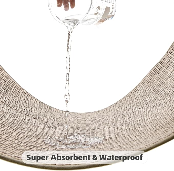 TYUU Large Bathroom Rugs Non Slip Washable Bath Rugs Super Absorbent Bathroom Rug Thin Quick Dry Low Pile Bath Mats, Beige 36"x60"