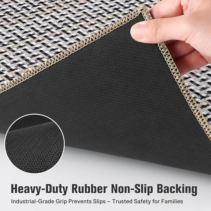 StepRite Kitchen Mats for Floor, Non-Slip Kitchen Rugs Set of 2 PCS, Super Absorbent Washable Kitchen Mats with Rubber Backing, Runner Mats for Front of Sink (20"x32"+20"x60" Khaki)