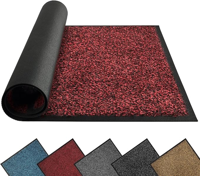 Mibao Front Door Mat Indoor Entrance, 72" x 24", Dirt Trapper Welcome Mat for Outdoor Indoor, Non-Slip Waterproof Doormat, Durable Machine Washable Low Profile Entry Rug for Back Door Outside,Red