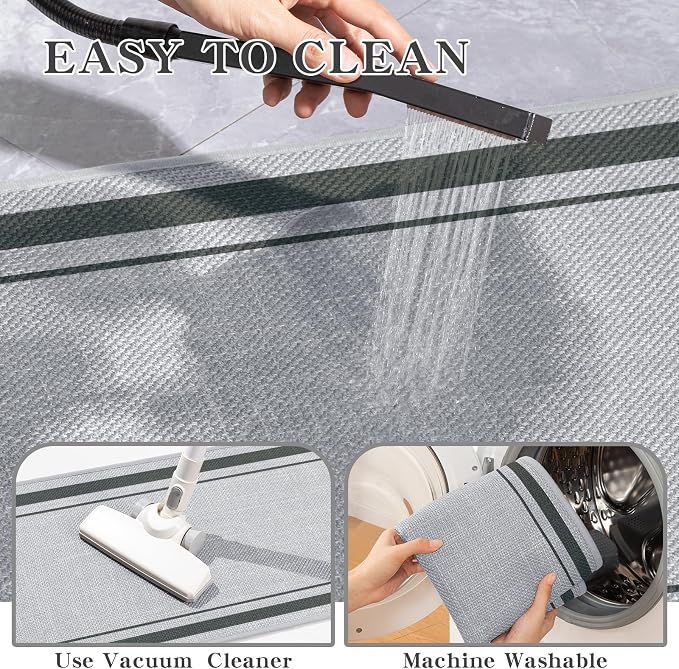 chakme Bathroom Rugs Mat 24x17, Ultra Thin Non Slip Bath Mat Small Quick Dry Absorbent Bath Mat for Bathroom, (Light Grey, 24"x17")