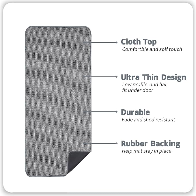 Bosap Bath Mat,Ultra Thin Bathroom Runner Rugs,Large Bath Mats for Bathroom,Quick Dry,Non-Slip,Machine Washable,Low Pile,Bath Rug,Shower Outside,Sink,Home Decor Accessories.Grey,1'5"x4'11"（17x59inch）
