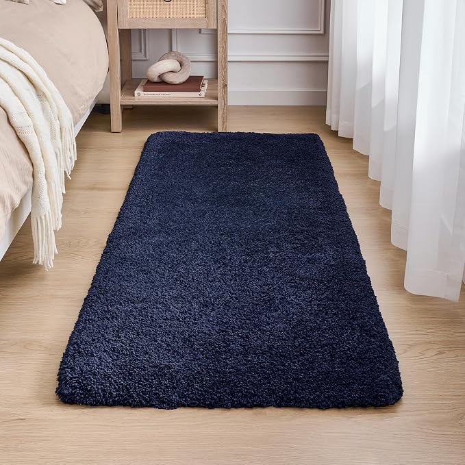 Disolla Navy Bathroom Rug 24x48 - Non-Slip Plush Thick Bath Mat, Highly Absorbent & Ultra Soft Fluffy Floor Mat, Machine Washable for Shower and Tub