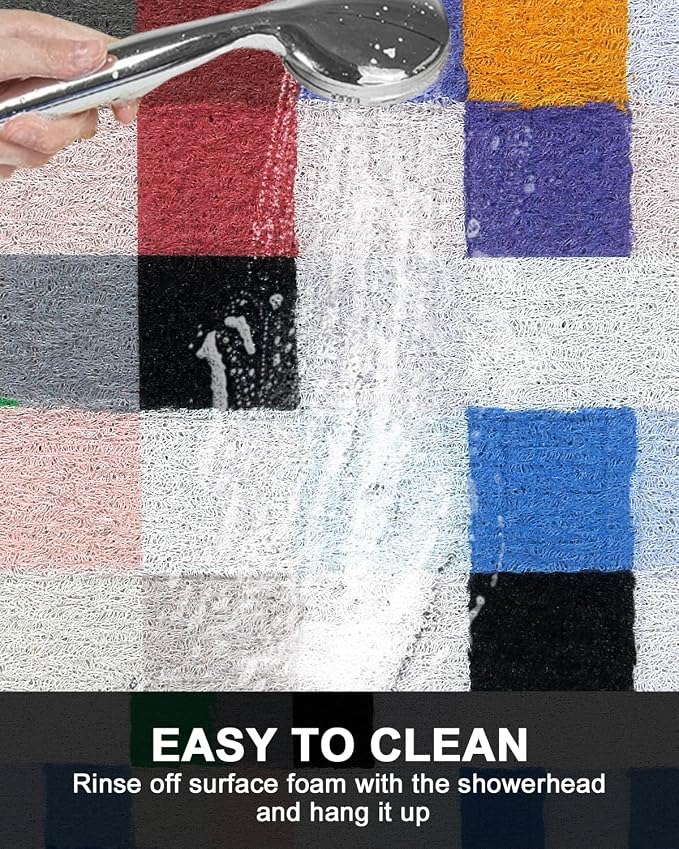 Shower Mat Non Slip - Quick Drying Anti Slip Shower Mats for Inside Shower, Soft PVC Loofah Foot Scrubber Mat, Extra Large Bath Mat for Shower, Tub, Bathroom, Floor, Kitchen, Home, Pool, Hotel
