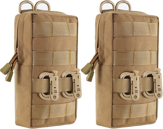 FRTKK 2 Pack Molle Pouches - Tactical Compact Water-Resistant EDC Pouch Bag Small Utility Pouch