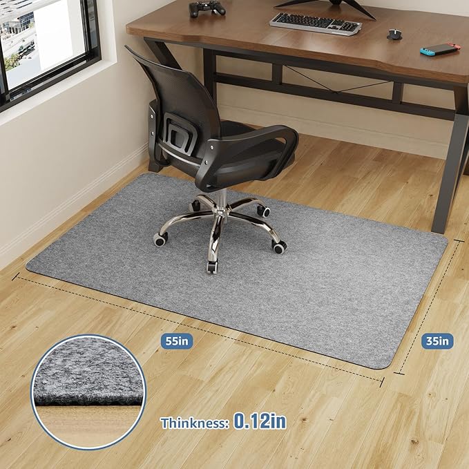 Placoot Office Chair Mat for Hardwood Floor, 55"x35" Computer Chair Rug, Under Desk Mat, Large Anti-Slip Floor Protector for Home Office
