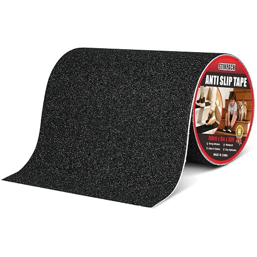8in x 33Ft Anti Slip Tape,80 Grit Black Heavy Duty Anti Slip Safety Grip Tape, Waterproof, for Stairs Outdoor/Indoor,High Traction Stairs Non Skid Treads