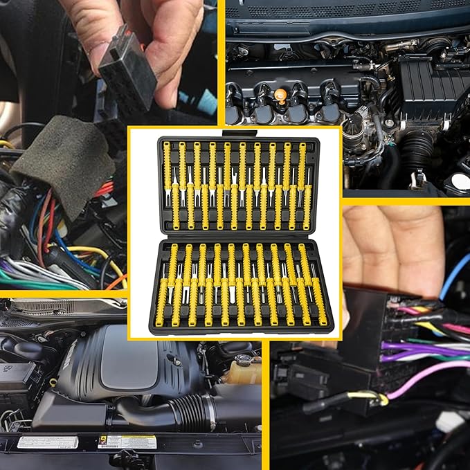 41 Pcs Terminal Pin Removal Tools with Blow-Molded Case - Electrical Pin Removal Tools Automotive Depinning Tool Kit for Automotive & Household Devices Most Connector, Yellow