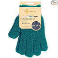 Evridwear Exfoliating Dual Texture Bath Gloves for Shower, Spa, Massage and Body Scrubs, Dead Skin Cell Remover, Gloves with Hanging Loop (1 Pair Deep Lake Heavy Glove)