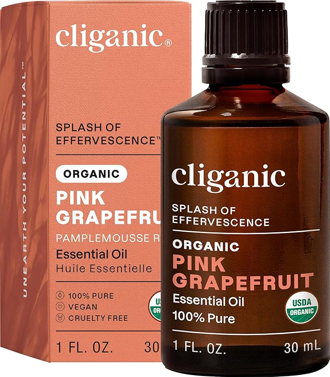 Cliganic Organic Pink Grapefruit Essential Oil, 100% Pure Natural for Aromatherapy | Non-GMO Verified