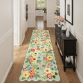 DUKINO 2x10 Runner Rug for Hallway, Washable Kitchen Rug with Non Slip Backing & Non-Shediing, Soft Low Pile Floral Design Runner for Bedroom, Kithchen, Living Room, Laundry, Bathroom, Green