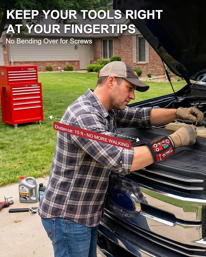 Father Day Gifts from Daughter Wife Son Magnetic Wristband: Men Tool Gifts for Men Him Belt Magnet Wrist for Holding Screws Nails Cool Gadgets Ideas Grandpa Father Day Gifts for Husband Dad Papa