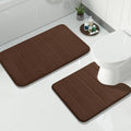 Yimobra Memory Foam Bath Mat Set 2 Piece - Super Soft Absorbent Quick Dry Bathroom Toilet Rugs, Machine Washable Non Slip Floor Carpet for Tub Shower & Single Sink (31.5x20 & 24x20, Brown)