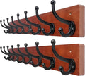 WEBI Rustic Coat Rack Wall Mount,35.43" Long 8 Cast Iron Coat Hooks Wall Mounted,Heavy Duty Wood Wall Coat Hanger Hooks for Hanging Coats,Jacket,Clothes,Backpack,Farmhouse,Cherry,2 Packs
