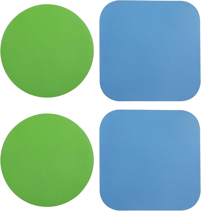 LUTER 4pcs Jar Opener, Rubber, Multi-function Silicone Bottle Opener for Seniors with Weak Hands Lid Cap Gripper Pads Kitchen Coasters Gadgets(Light Blue, Green)