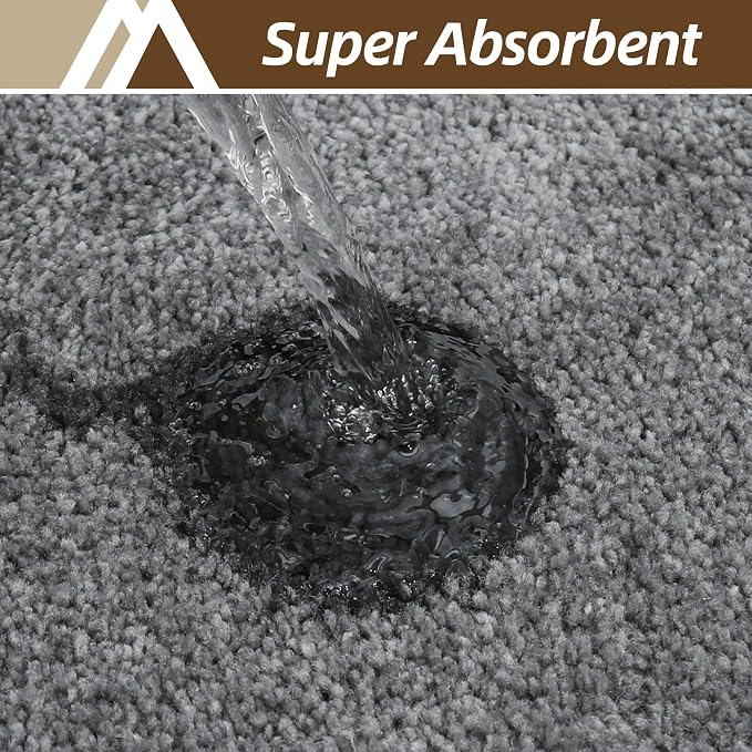 COSY HOMEER Toilet Rugs U-Shaped 24"x20",Soft Absorbent Bath Mat with Non-Slip TPR Backing, Machine Washable Shaggy Bath Rug for Toilet,Dark Grey