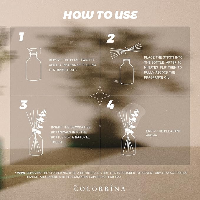 COCORRÍNA Eucalyptus Reed Diffuser Set of 3 - Wild Mint & Eucalyptus, White Pine, Cashmere Vanilla Scents, 1.7 fl oz Each, Total 5.1 oz, Scented Oil Diffusers for Home & Office