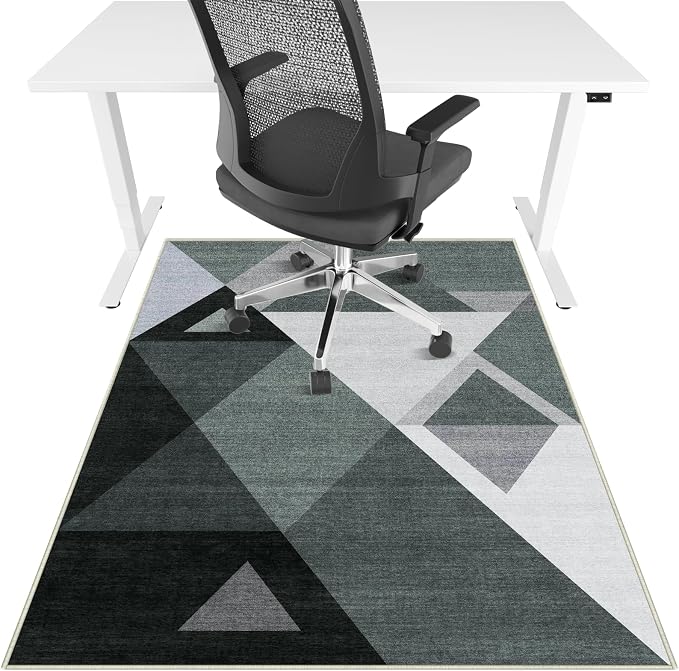 Office Chair Mat for Hardwood Floor & Tile Floor,36"X 48" Heavy Duty Desk Chair Mat for Hard Floors, Under Desk Rug for Rolling Computer Chair,Anti Slip,Low Pile Carpet Protector-Triangle