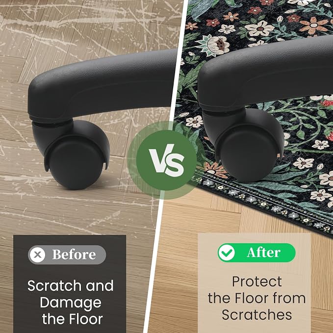 Office Chair Mat for Hardwood Floor & Tile Floor,48"X 60" Heavy Duty Desk Chair Mat for Hard Floors, Under Desk Rug for Rolling Computer Chair,Anti Slip,Low Pile Carpet Floor Protector-Green Grass