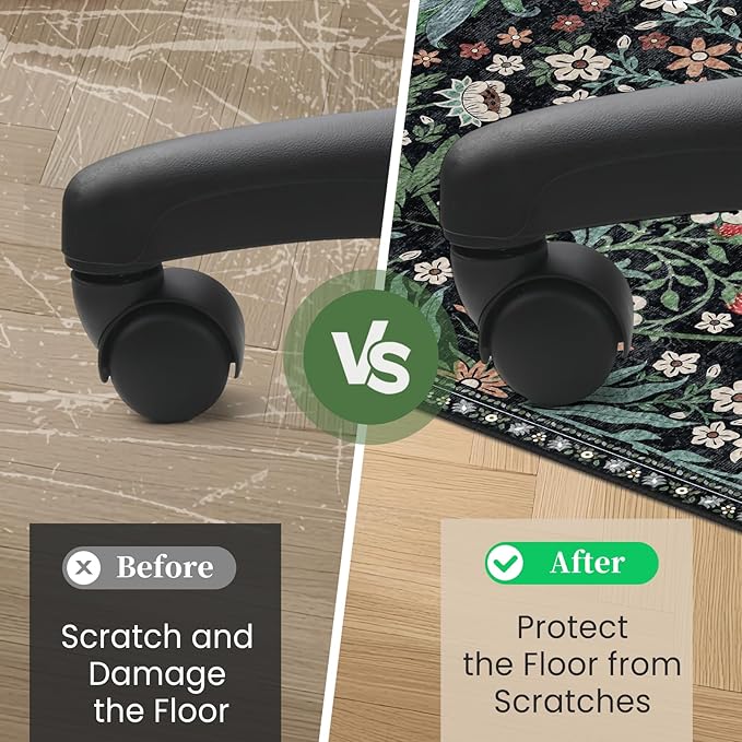 Office Chair Mat for Hardwood Floor & Tile Floor,36"X 48" Heavy Duty Desk Chair Mat for Hard Floors, Under Desk Rug for Rolling Computer Chair,Anti Slip,Low Pile Carpet Floor Protector-Green Grass