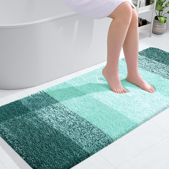 OLANLY Large Bathroom Rugs Mat 44x32, Extra Soft Absorbent Microfiber Bath Rugs, Rubber Backing, Quick Dry, Washable Bath Mat for Bathroom Floor, Tub and Shower, Home Decor Accessories, Blackish Green