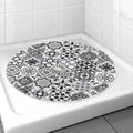 Shower Mat Non Slip, Round Shower Mat for Inside Shower, Non Slip Bathtub Mat, Fast Drying Bath Tub Mats, Loofah Mat for Shower Bathroom, Quick Drying, Resistant (Black Mosaic, 32" (Round))