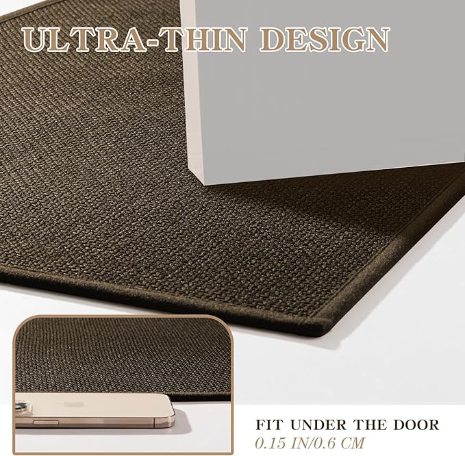 chakme Bathroom Rugs Mat 59x24, Ultra Thin Non Slip Bath Mat Large Quick Dry Absorbent Bath Mat for Bathroom Floor, (Brown, 59"x24")