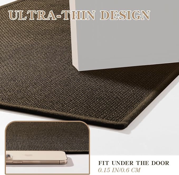 chakme Bathroom Rugs Mat 47x24, Ultra Thin Non Slip Bath Mat Large Quick Dry Absorbent Bath Mat for Bathroom Floor, (Brown, 47"x24")