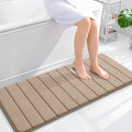 OLANLY Memory Foam Long Bathroom Rugs Runner 47x20, Super Soft Absorbent Bath Mat, Quick Dry, Machine Washable Shower Floor Rugs, Bathmat Carpet, Bathroom Home Decor Accessories, Tan