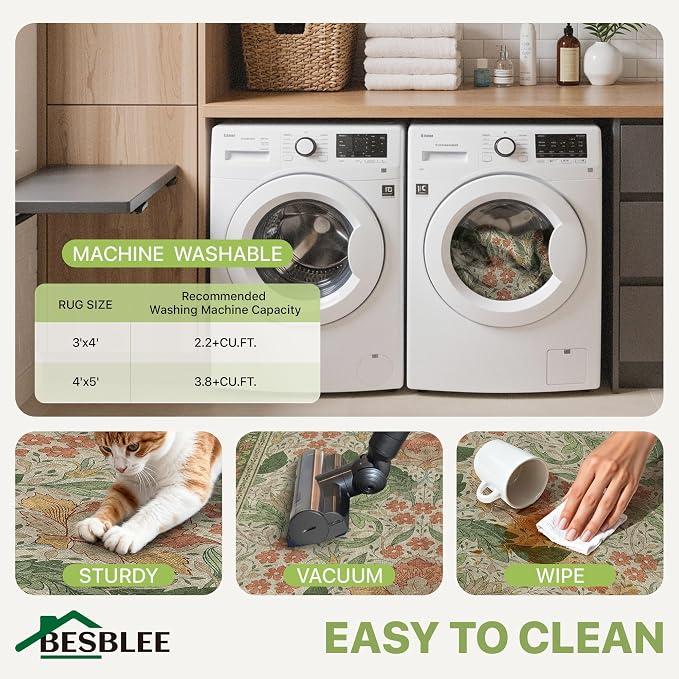 48"x60" Office Chair Mat for Hardwood Tile Floor, Under Desk Carpet Protector for Rolling Computer Chair Mat, Machine Washable Area Rug, Anti-Slip 1/5" Thick Low Pile Thin Vinyl Floor Mat, Sage Green