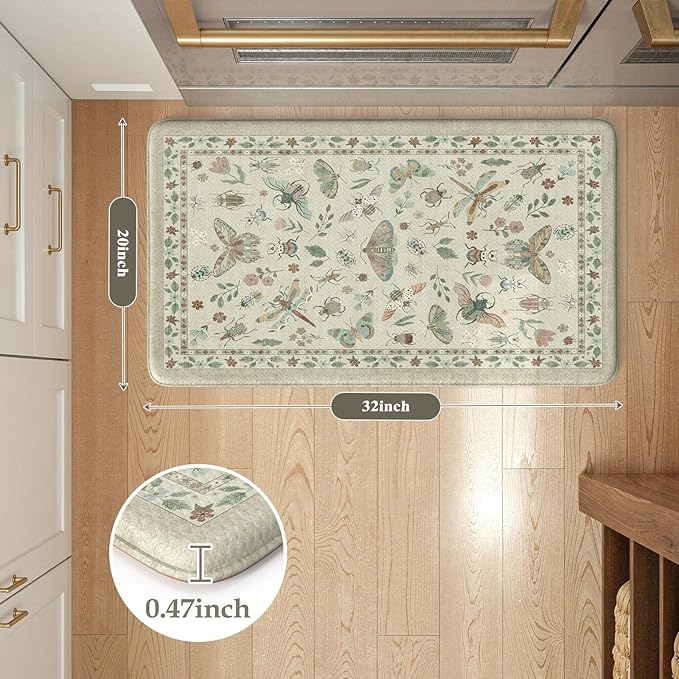 LEEVAN Anti Fatigue Mats for Kitchen Floor Non-Slip, Cushioned Kitchen Mats for Floor 20''x31'', Tan Memory Foam Kitchen Mat Set, Waterproof Ergonomic Standing Mat for Bar, Office,Desk, Laundry