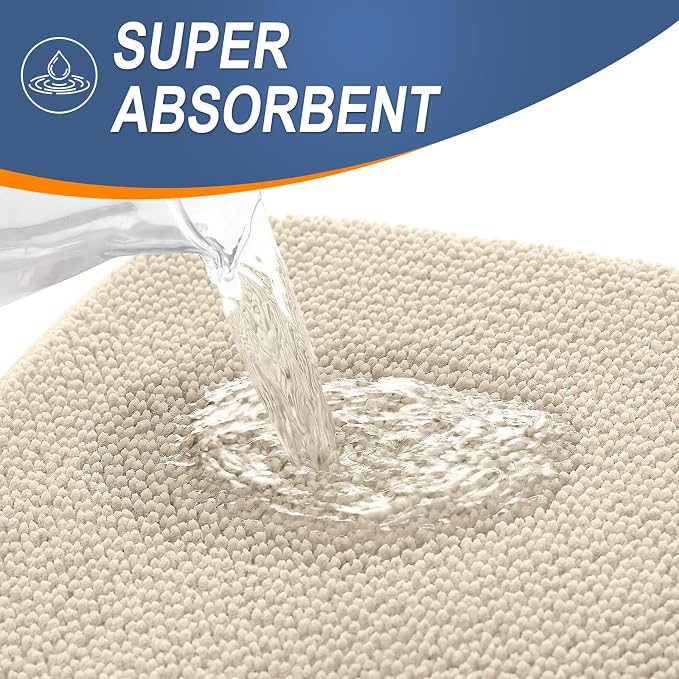 OLANLY Thick Memory Foam Bathroom Runner Rugs 47x17, Extra Soft Absorbent Long Bath Rug, Quick Dry Bath Mats, Non-Slip, Machine Washable Mat for Bathroom, Tub and Shower, Home Decor Accessories, Sand