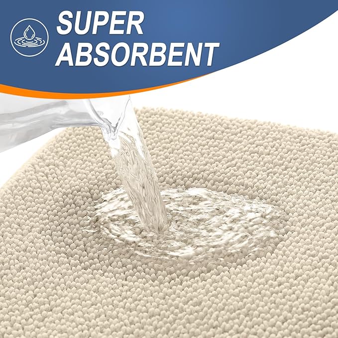 OLANLY Thick Memory Foam Bathroom Runner Rugs 44x24, Extra Soft Absorbent Long Bath Rug, Quick Dry Bath Mats, Non-Slip, Machine Washable Mat for Bathroom, Tub and Shower, Home Decor Accessories, Sand