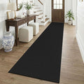 KOZYFLY Black 2.5'x12' Runners Rugs for Hallway, Long Washable Runner Rug, Woven Non Slip Kitchen Runner, Braided Entryway Rug, Floor Carpet for Entry, Aisle, Hall, Black/Dark Grey