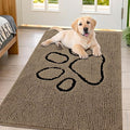 Smiry Dog Door Mat for Muddy Paws, Absorbent Dirt Trapper Non Slip Quick Dry Washable Chenille Mat for Mud Dogs, Entry Rug for Indoor and Outdoor (44x32 Inches, Camel and Black)