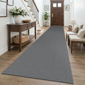 KOZYFLY 3x16 Runners Rugs for Hallway, Extra Long Washable Runner Rug, Non Slip Rubber Backed Kitchen Runner, Cotton Entryway Rug, Floor Carpet for Entry, Aisle, Hall, Grey/Dark Grey
