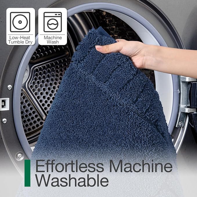 LUMI Bathroom Rugs Non Slip with Rubber Backing, Extra Soft Plush Microfiber Bath Rug Absorbent, Machine Washable Bath Mat Quick Dry for Tub, Shower, Hotel, Blue, 24"x60"