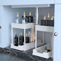 Under Sink Organizer - 2 Pack | Pull out Bathroom Organizer | 2 Tier Slide out Bathroom/Kitchen Organizers and Storage | White