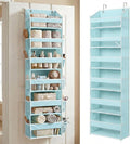 HOMELUX THEORY UPGRADED 6 Tiers Over The Door Organizer Hanging - 100D EXTRA THICK & 50lbs HUGE CAPACITY, 12 Side Mesh Pockets Over The Door Shoe Organizer, Hanging Closet Organizer (Baby Blue, 1pc)