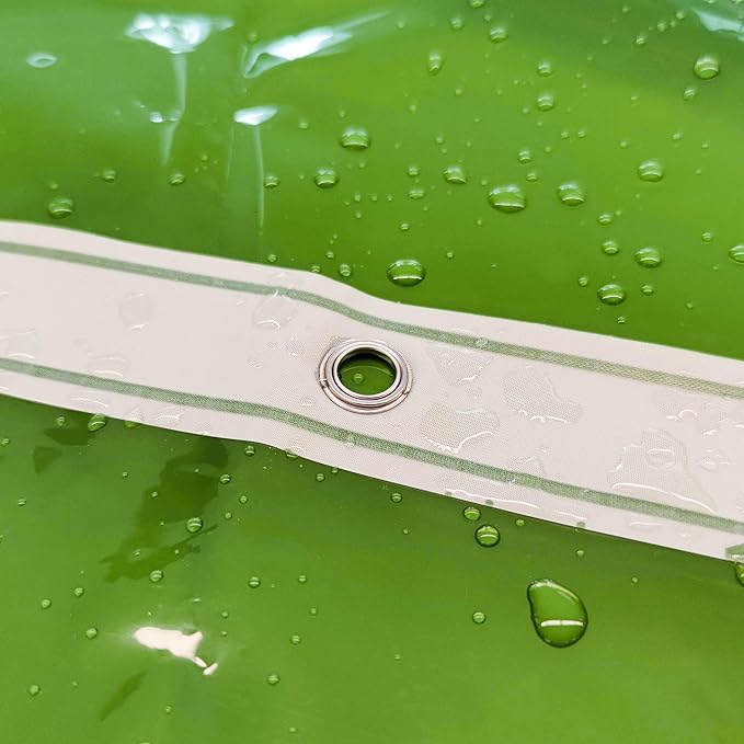 Barossa Design Clear Green Long Shower Curtain Liner 78" Height - 3 Magnets & Waterproof Lightweight PEVA Shower Liner for Bath Tub, PVC Free, Metal Grommets, Clear Green, 72x78