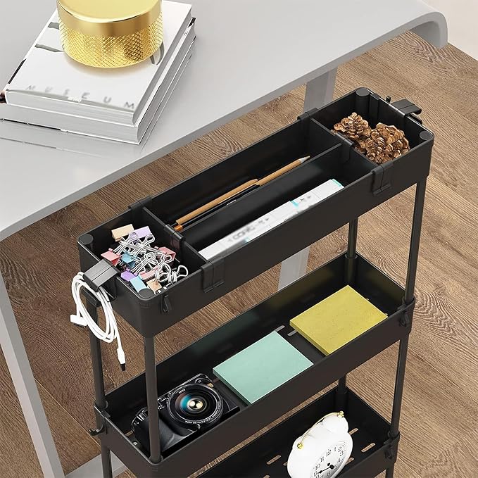 SPACELEAD 2-piece Set Slim Storage Cart 3 Tier,Bathroom Organizer Rolling Utility,Mobile Shelving Unit Slide Out for Office, Kitchen, Laundry Room & Narrow Places