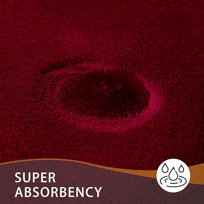 MINIDEAR Bathroom Rugs 32x20 Wine Red - Thick Memory Foam Bath Mat, Ultra Soft & Plush Fluffy, Non-Slip, Quick Dry, Absorbent Washable Floor Microfiber Mat for Tub, Home Decor Accessories