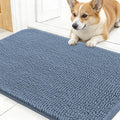 OLANLY Dog Door Mat for Muddy Paws 24x16, Absorbs Moisture and Dirt, Absorbent Non-Slip Washable Doormat, Quick Dry Chenille Mud Mat for Dogs, Entry Indoor Entryway Carpet for Inside Floor, Airy Blue