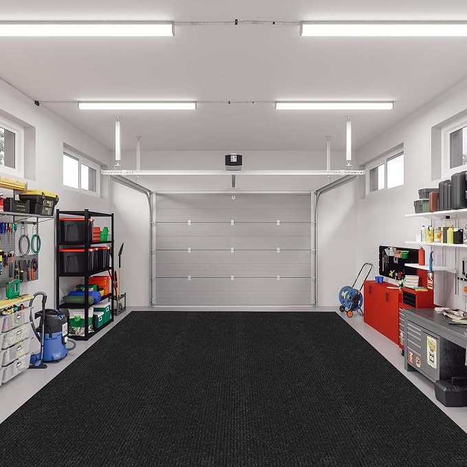 Ottomanson 4' x 6'6" Mud Mat Area Rug Scraper Carpet - Non-Slip, Dirt Trapping for Indoor & Outdoor Use - Ideal for Entryway, Garage, Kitchen, Patio & High-Traffic Areas, Black
