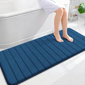 OLANLY Memory Foam Long Bathroom Rugs Runner 59x24, Super Soft Absorbent Bath Mat, Quick Dry, Machine Washable Shower Floor Rugs, Bathmat Carpet, Bathroom Home Decor Accessories, Navy Blue