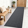 OLANLY Front Door Mat Outside Entrance 71x23, Absorbent, Heavy Duty Sturdy Natural Rubber Doormat Indoor Outdoor, Non-Slip, Stain and Fade Resistant, Low Profile Floor Mat for Entryway, Black Gray