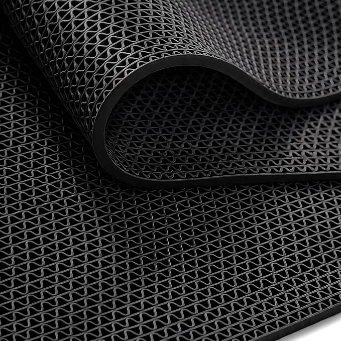 WochiTV Non Slip Drainage Mats PVC Pool Floor Mat 0.23'' Thick Outdoor Indoor Parking Space Mat for Bathroom Garage Basement Backyard Commercial Kitchen 3x3.3Ft Black