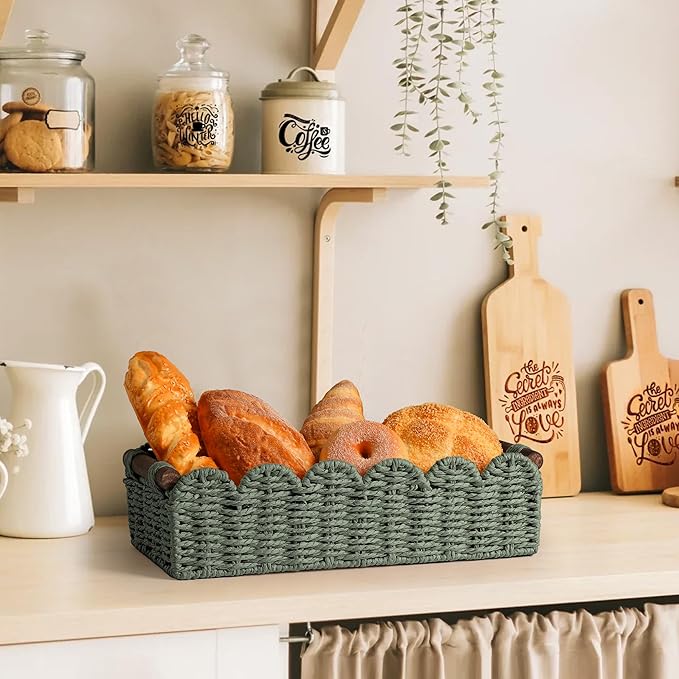 Toilet Paper Storage Basket Bathroom Counter Organizer Wicker Baskets for Organizing Cute Basket for Apartment Bedroom Nursery Room Kitchen Bathroom Decor-Green