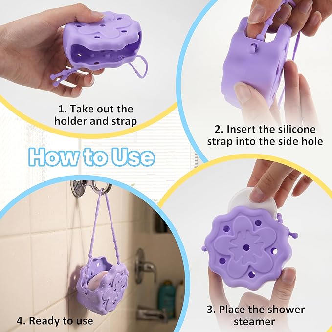Purple Shower Steamer Holder, Hanging and Reusable Shower Steamer Tray, Bath Bombs Holder, Shower Accessory, Aromatherapy Diffuser Containers, Bathroom Decor, Gift for Girls Women